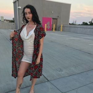 Vintage red floral kimono